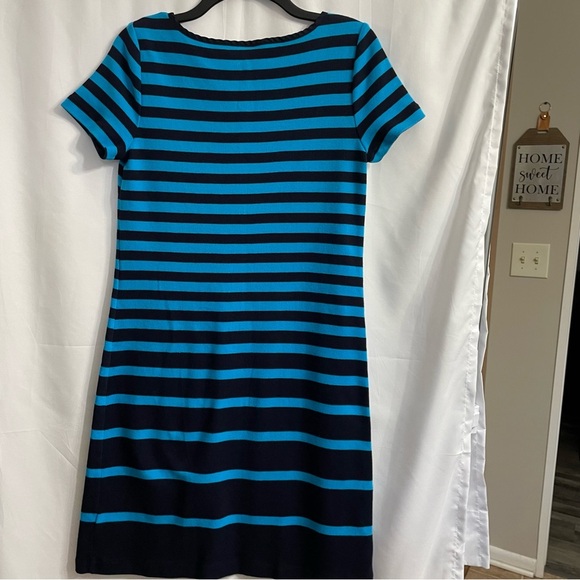 Talbots Blue Striped 100% Cotton Dress Size Small Resort Nautical Beach Lake - Picture 4 of 4